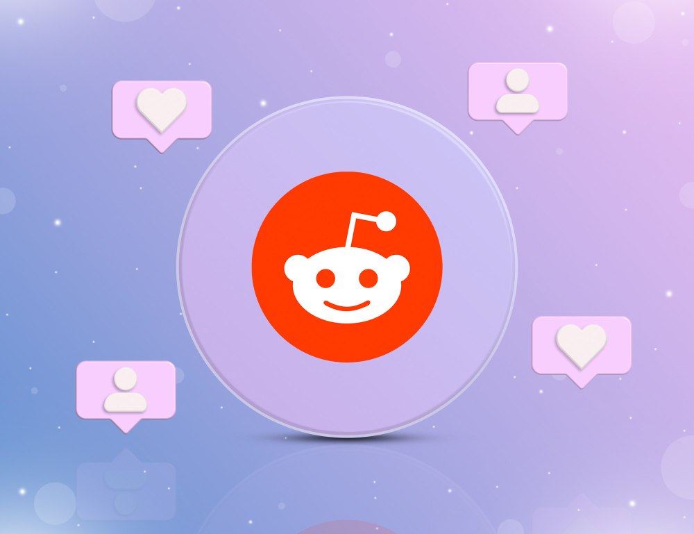 Reddit logo with social icons on gradient background symbolizing how to delete Reddit data