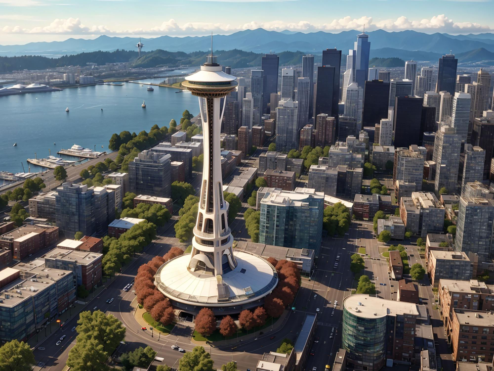 Seattle skyline with Space Needle representing reputation management services for professionals and businesses in Seattle