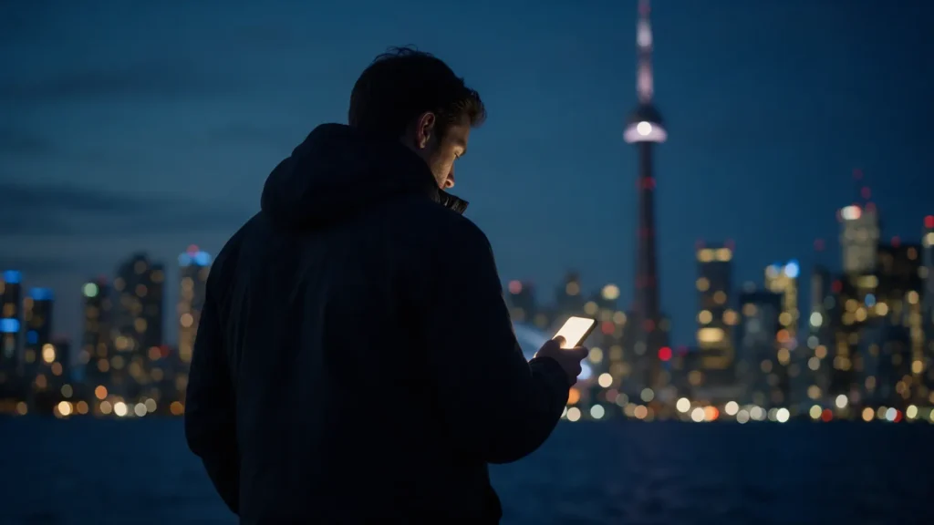 The Tea App Is Now in Canada: What Canadian Men Can Do 1 Canadian man checking his phone after the Tea app launched in Canada